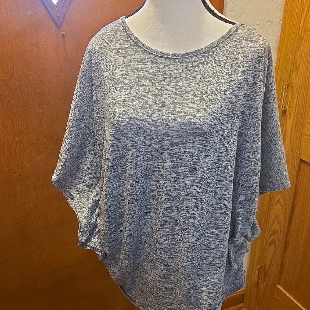 Ashley Stewart Gray Women's Blouse with Side Ruching